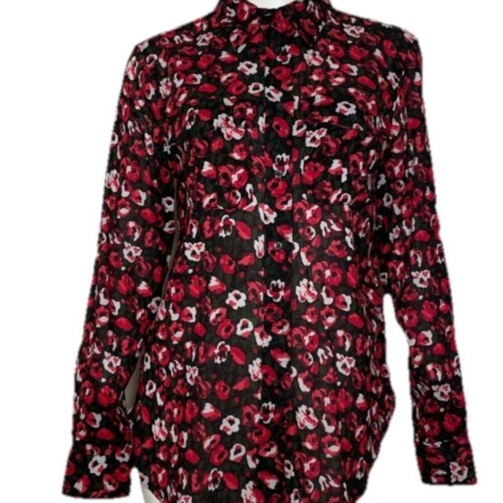 RALPH LAUREN Women XXL Paisley Button Down100% Cotton Blouse FLORAL Career Shirt